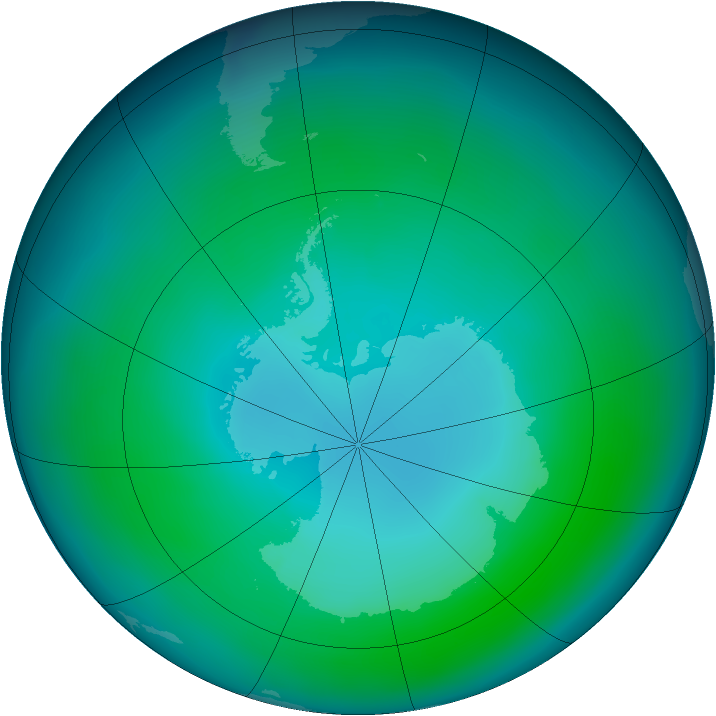 Antarctic ozone map for January 2005